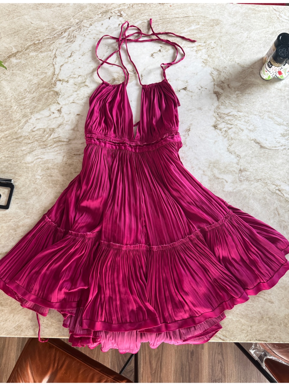 Free People Girls Fuchsia Pleated Party Dress
